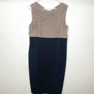 Anne Klein, women's size 14, taupe and black ruffle shift dress EUC.